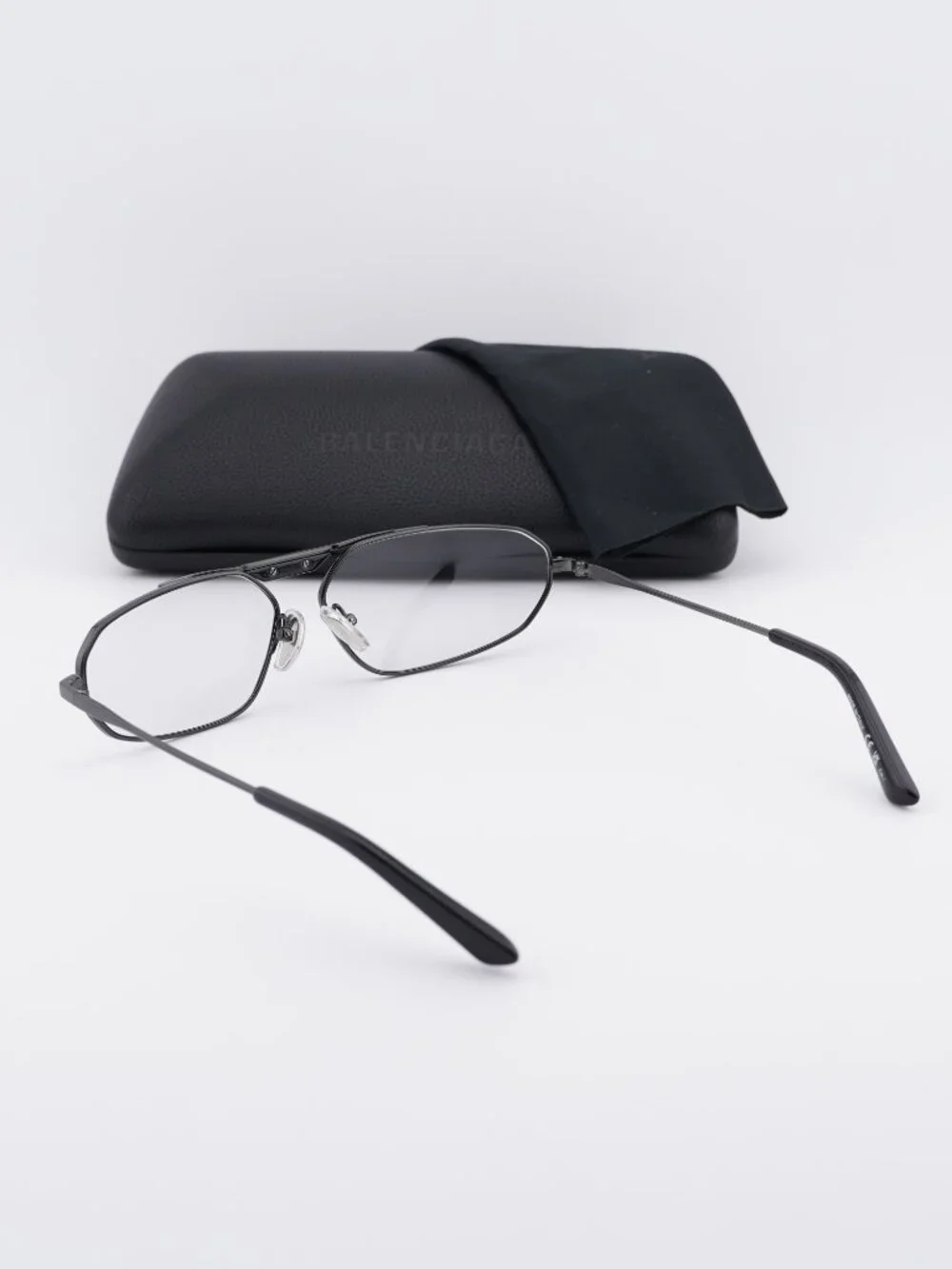 Balenciaga BB0245S 004 Geometric Sunglasses - Gunmetal / Light Grey